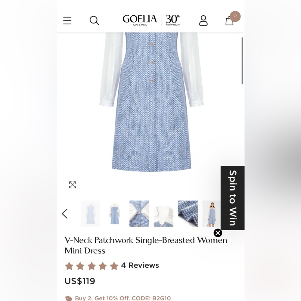 V-Neck Patchwork Single-Breasted Women Mini Dress - image 2